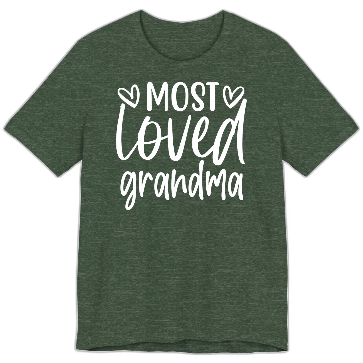 Most Loved Grandma Typography Design Premium T-Shirt in Heather Forest