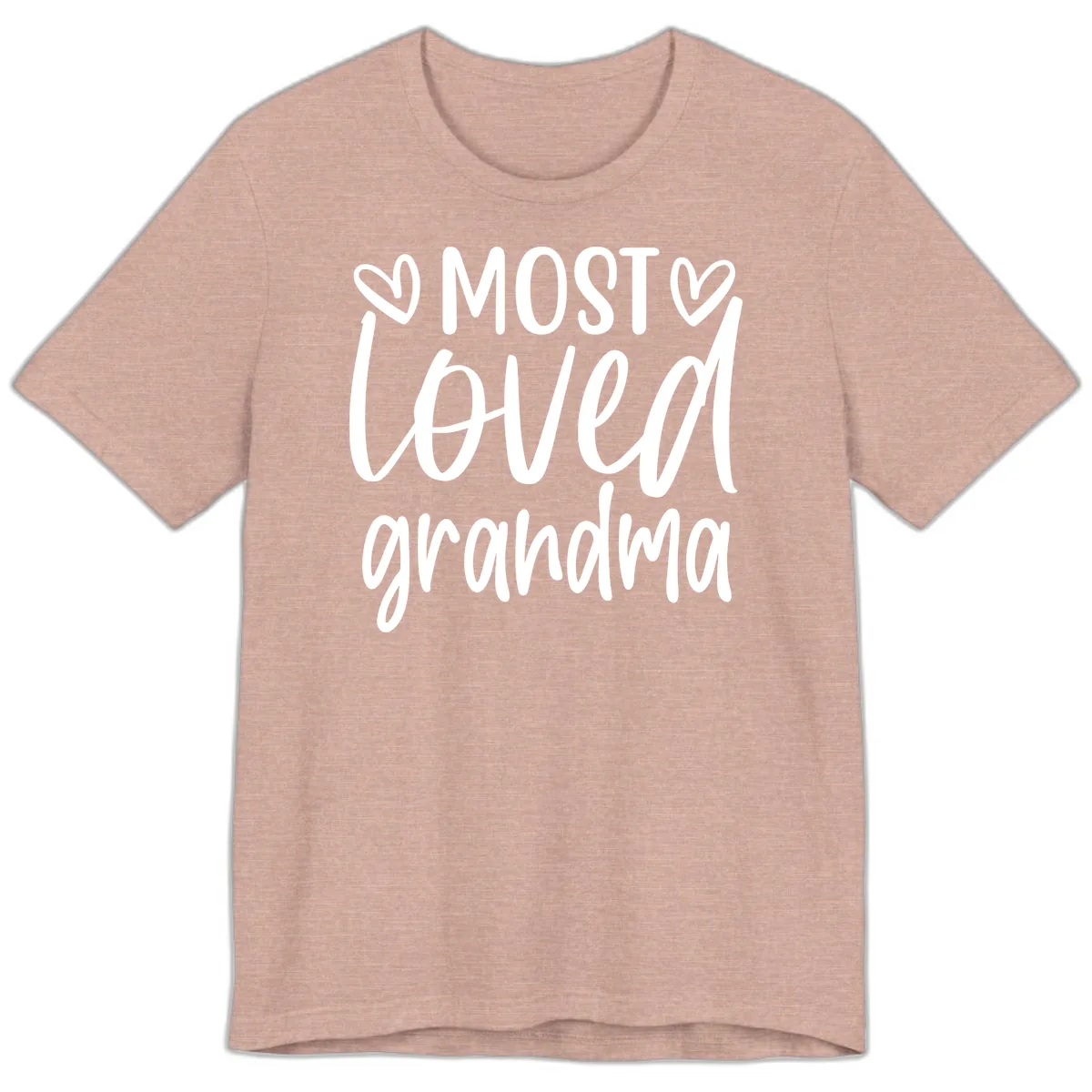 Most Loved Grandma Typography Design Premium T-Shirt in Heather Prism Peach