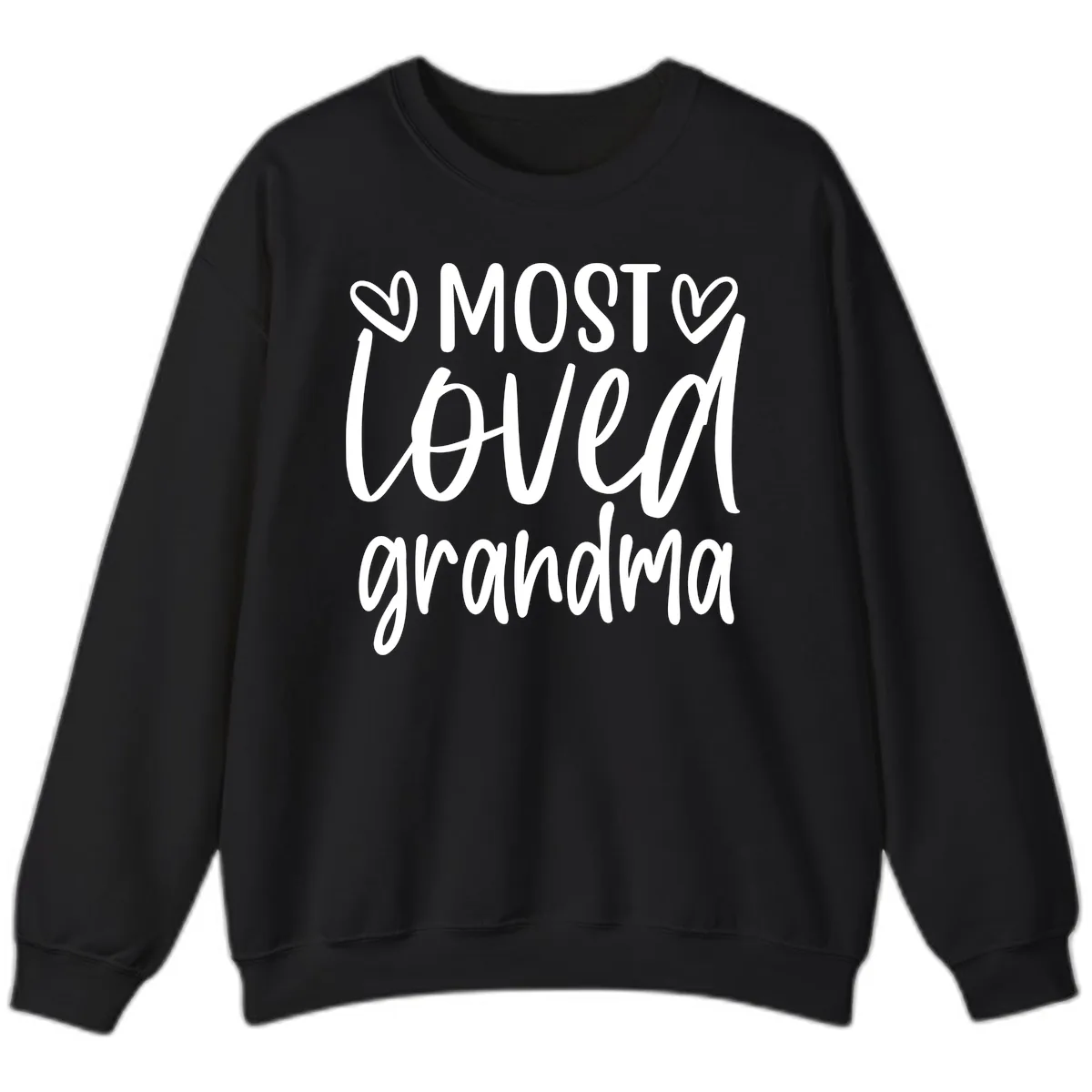 Most Loved Grandma Typography Design Sweatshirt in Black