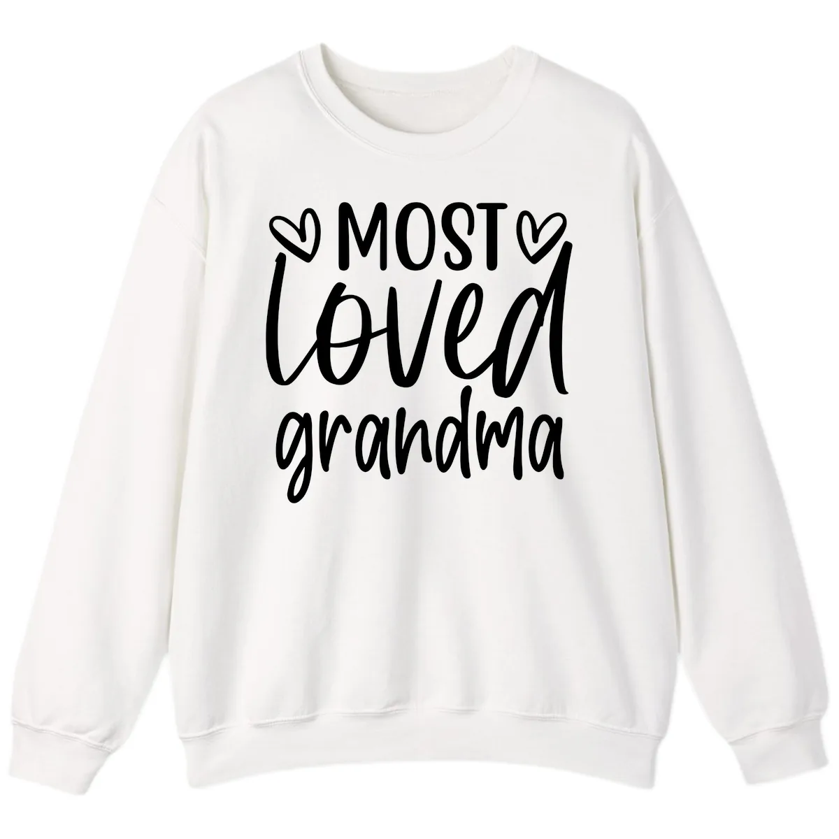 Most Loved Grandma Typography Design Sweatshirt in White