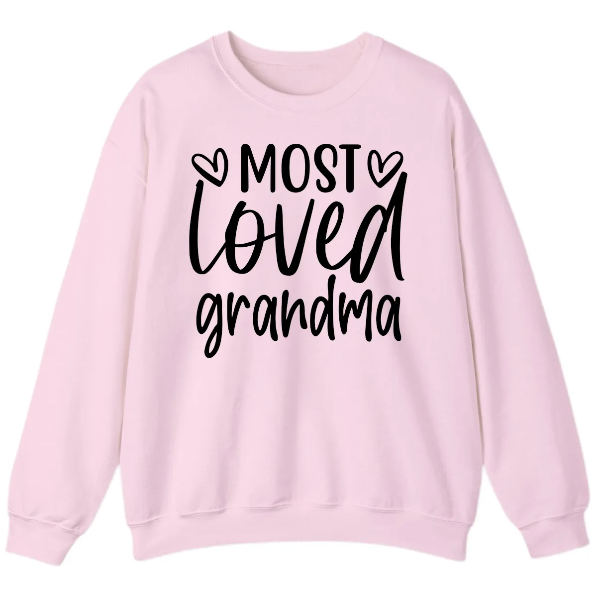 Most Loved Grandma Typography Design Sweatshirt in Light Pink