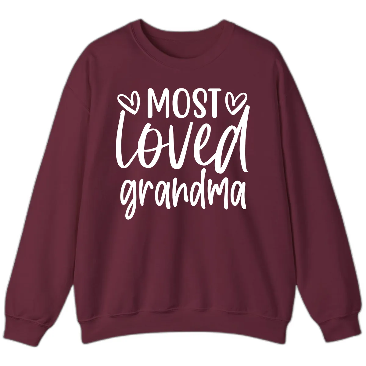 Most Loved Grandma Typography Design Sweatshirt in Maroon