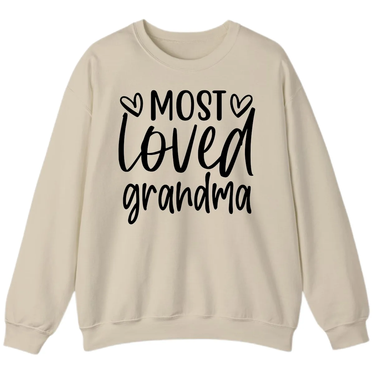 Most Loved Grandma Typography Design Sweatshirt in Sand