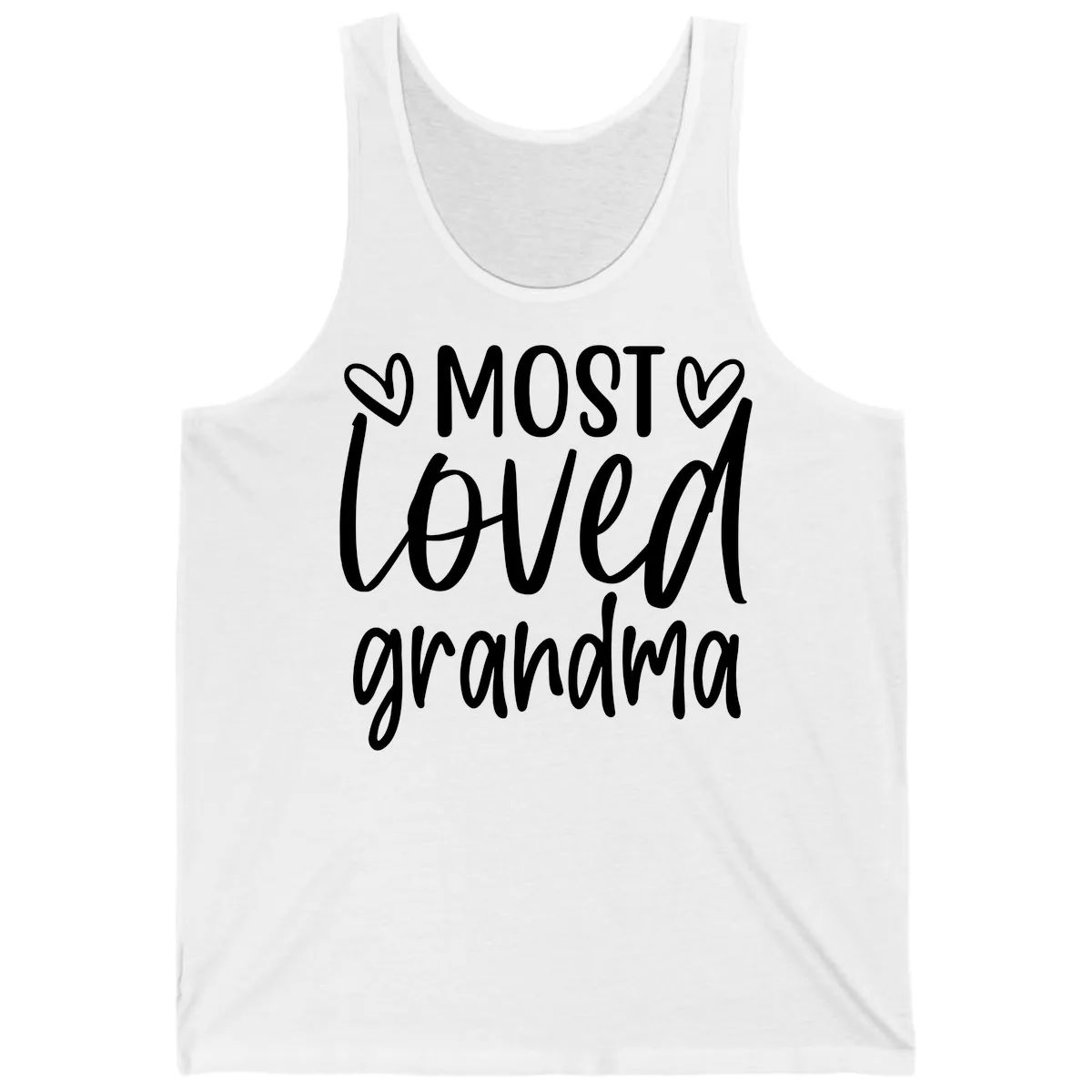 Most Loved Grandma Typography Design Tank in White