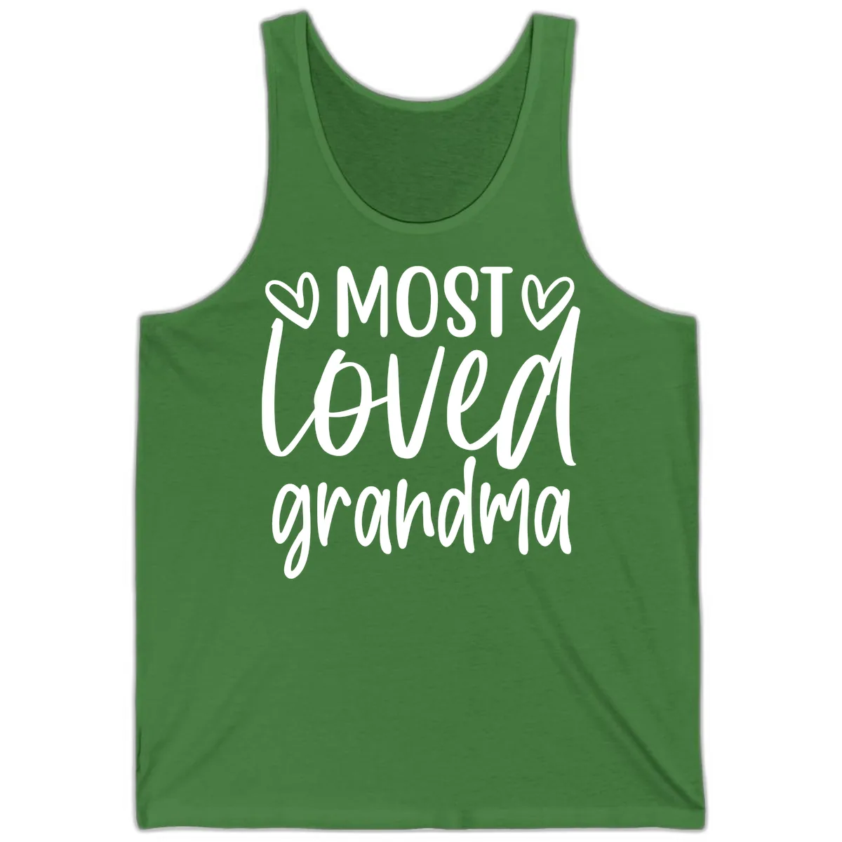 Most Loved Grandma Typography Design Tank in Leaf