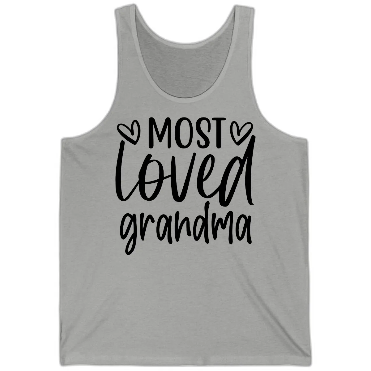 Most Loved Grandma Typography Design Tank in Athletic Heather