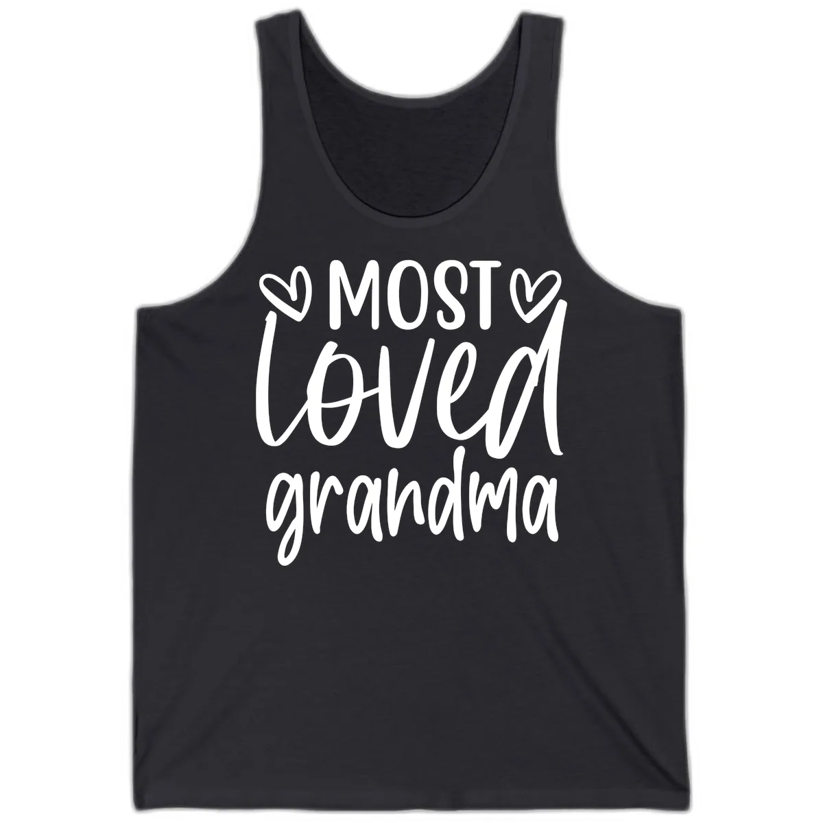 Most Loved Grandma Typography Design Tank in Dark Grey