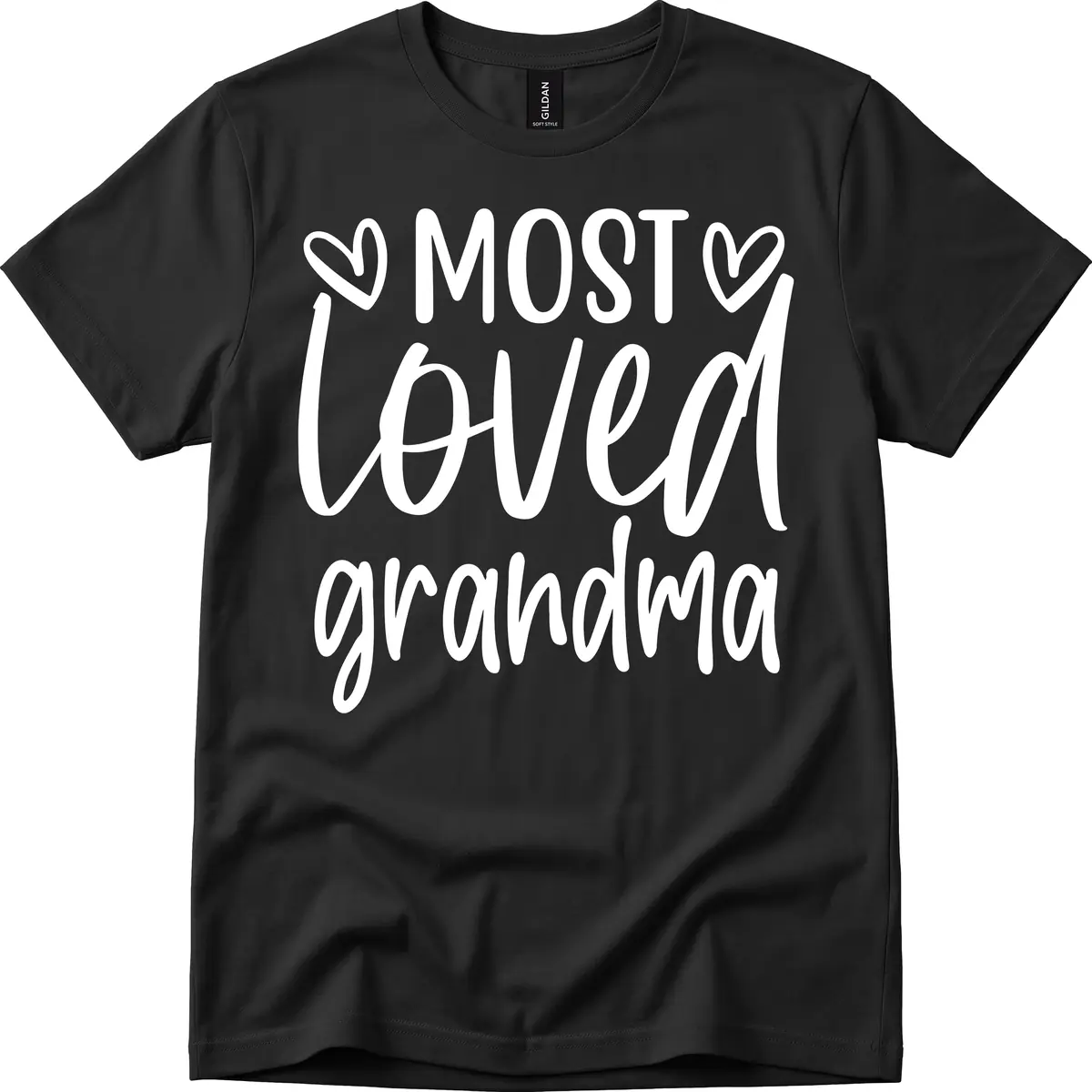 Most Loved Grandma Typography Design T-Shirt in Black