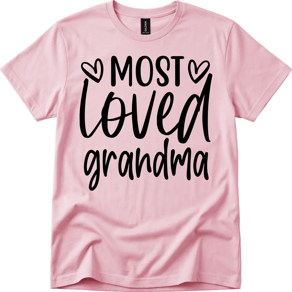 Most Loved Grandma Typography Design T-Shirt in Light Pink