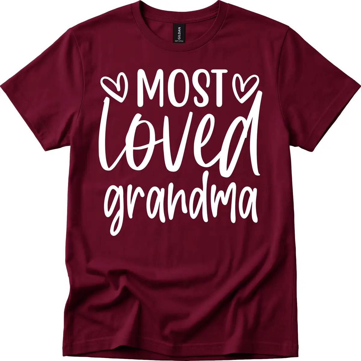 Most Loved Grandma Typography Design T-Shirt in Maroon