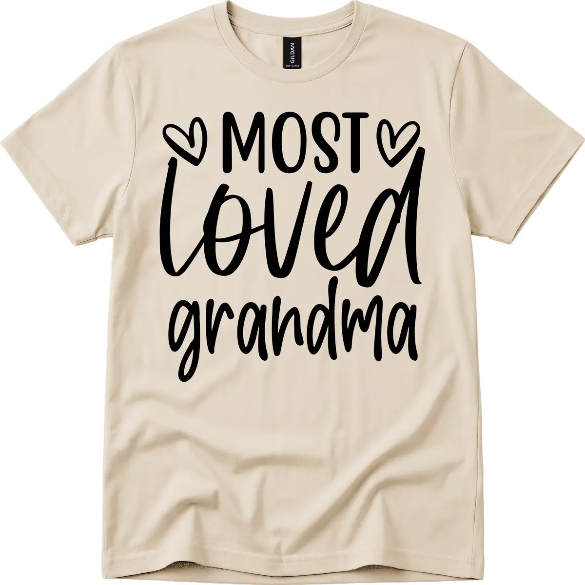 Most Loved Grandma Typography Design T-Shirt in Sand