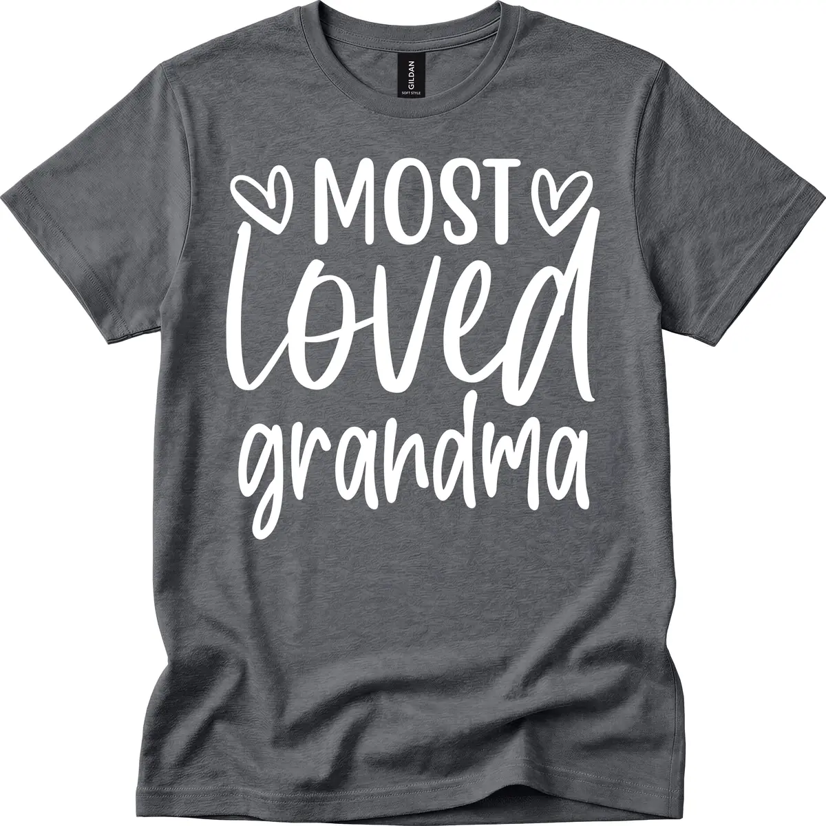 Most Loved Grandma Typography Design T-Shirt in Dark Heather