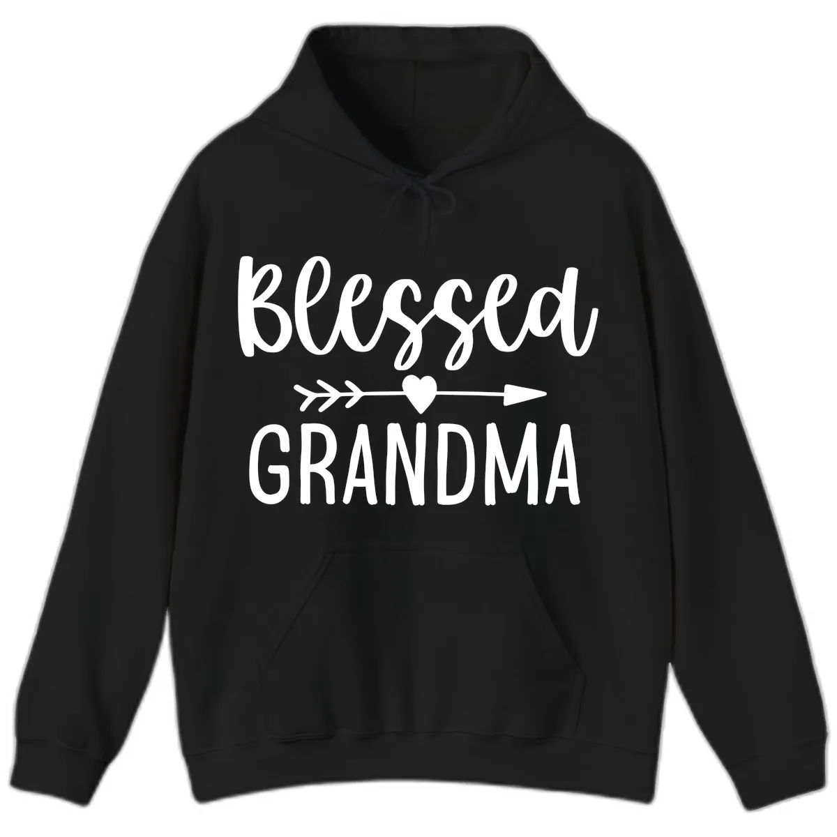 Blessed Grandma Arrow Heart Design Hoodie in Black