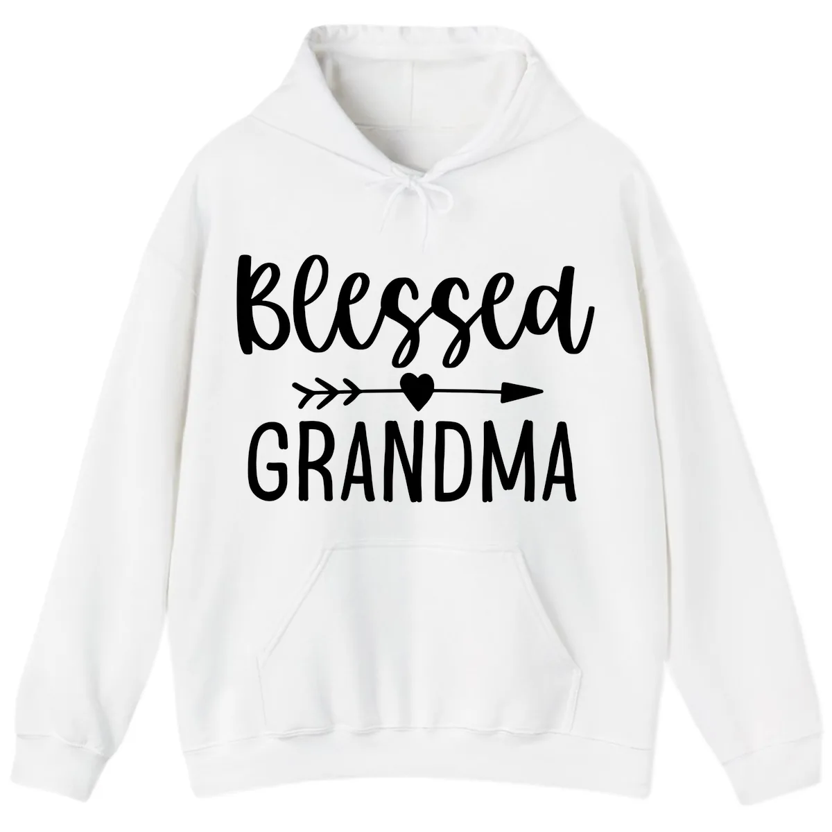 Blessed Grandma Arrow Heart Design Hoodie in White