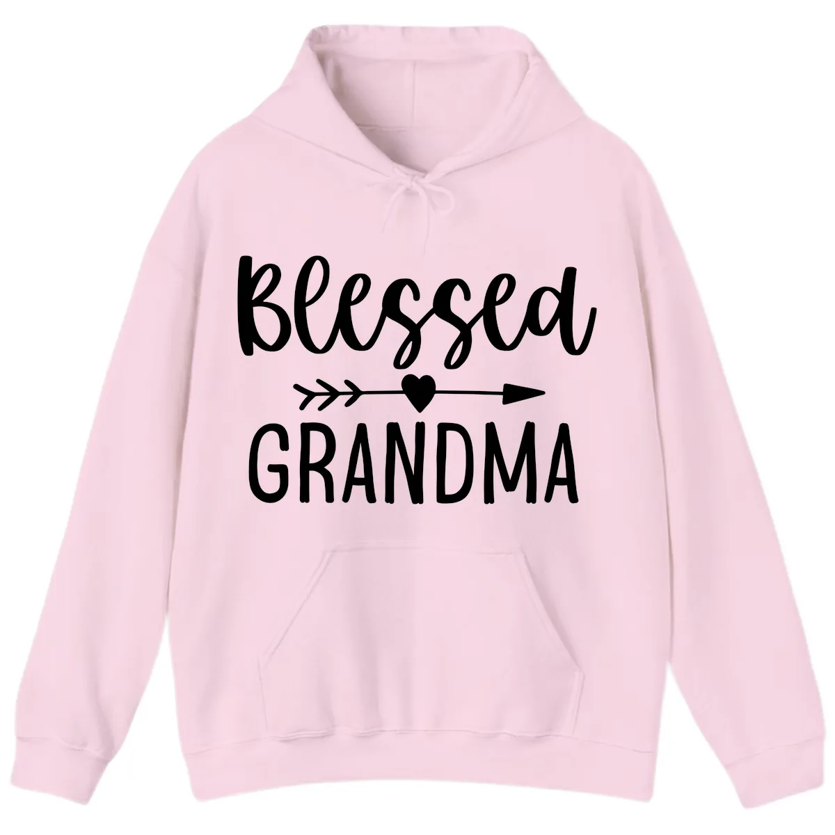 Blessed Grandma Arrow Heart Design Hoodie in Light Pink