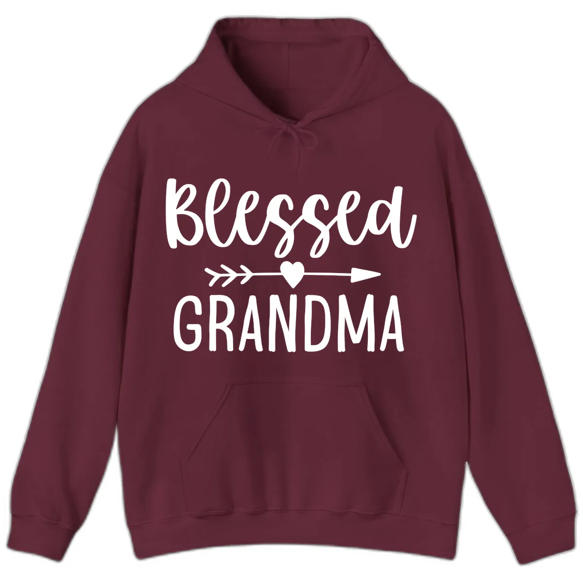 Blessed Grandma Arrow Heart Design Hoodie in Maroon