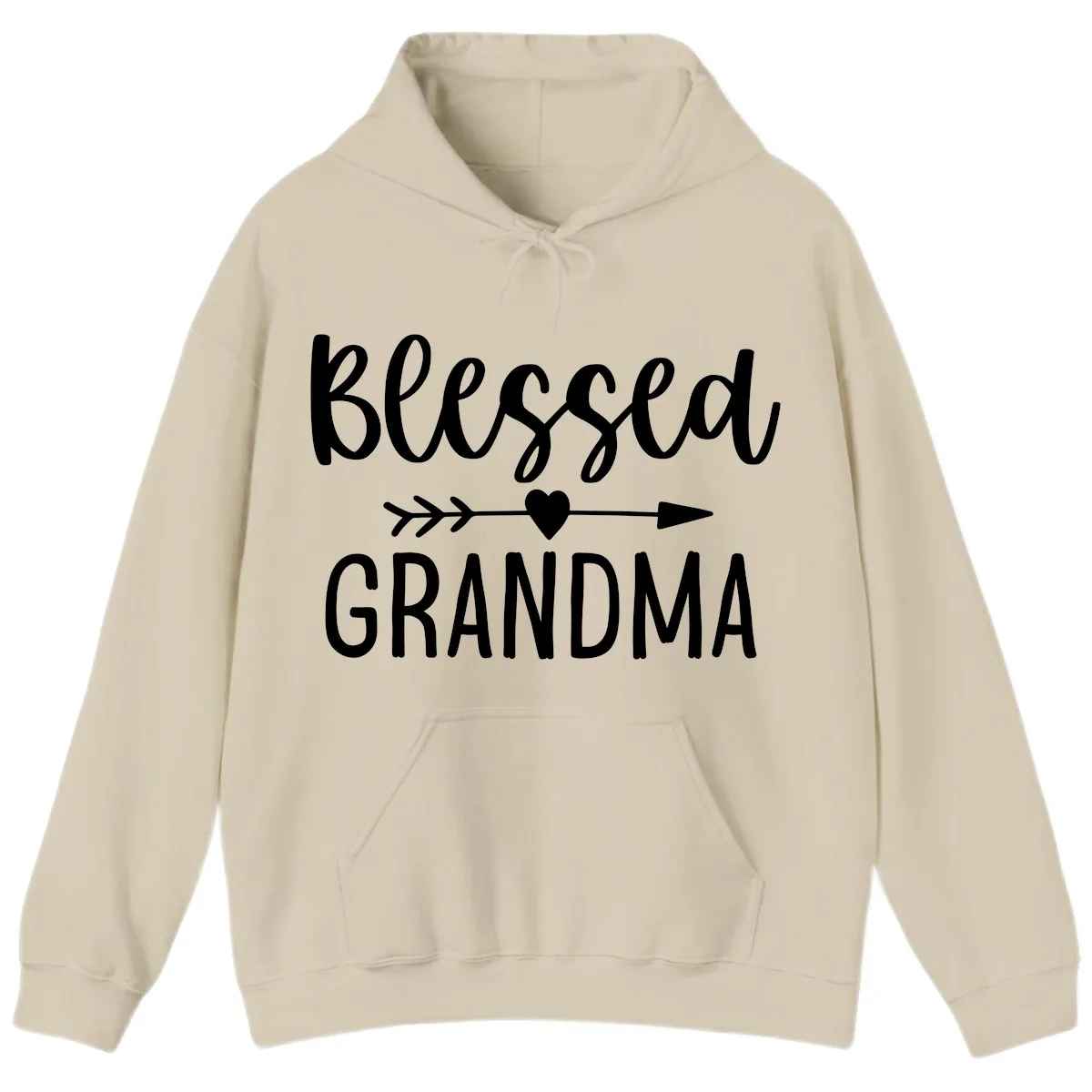 Blessed Grandma Arrow Heart Design Hoodie in Sand