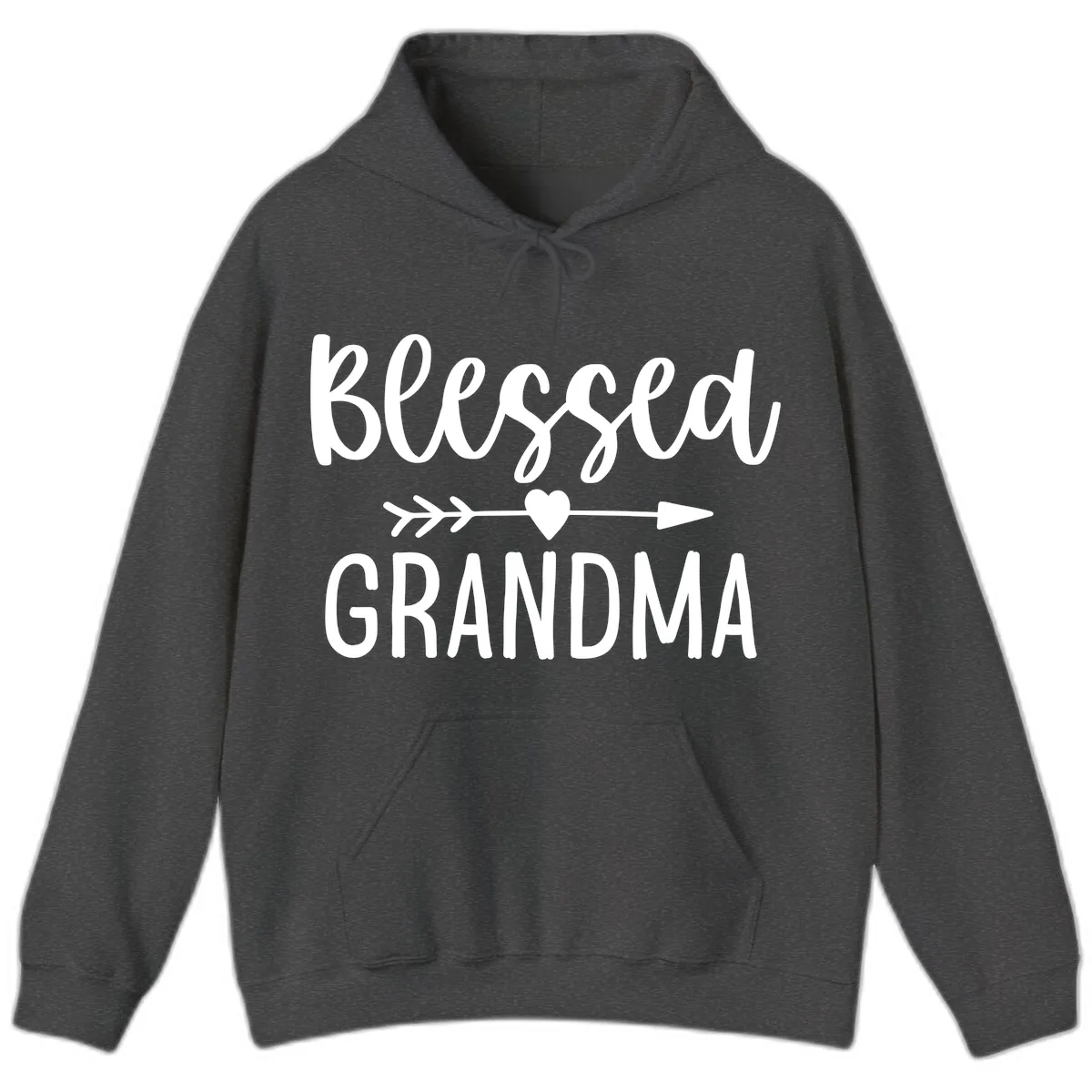 Blessed Grandma Arrow Heart Design Hoodie in Dark Heather