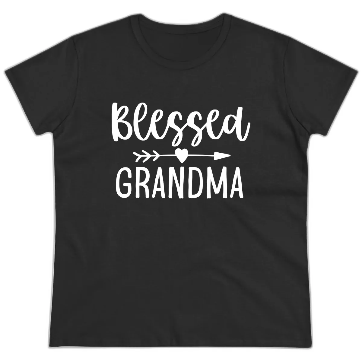 Blessed Grandma Arrow Heart Design Ladies Tee in Black