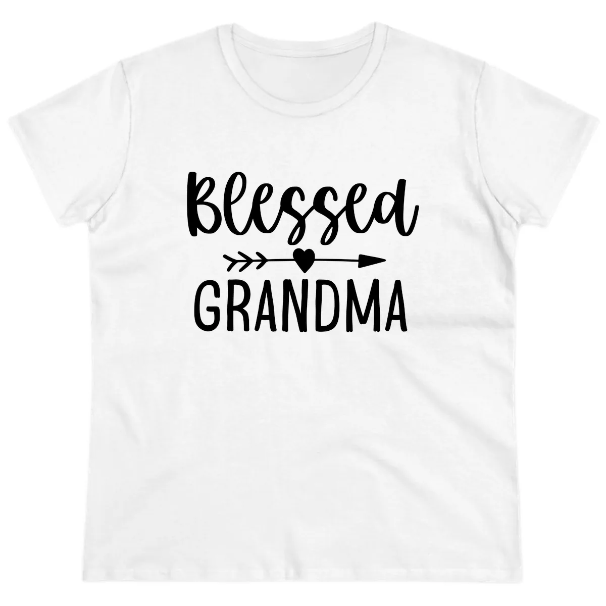Blessed Grandma Arrow Heart Design Ladies Tee in White