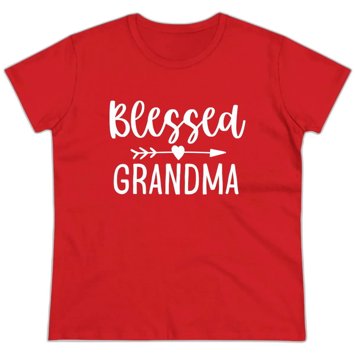 Blessed Grandma Arrow Heart Design Ladies Tee in Red