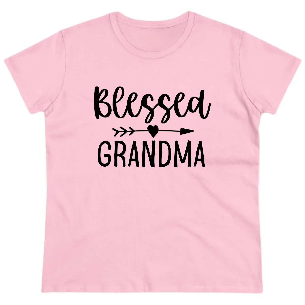 Blessed Grandma Arrow Heart Design Ladies Tee in Light Pink
