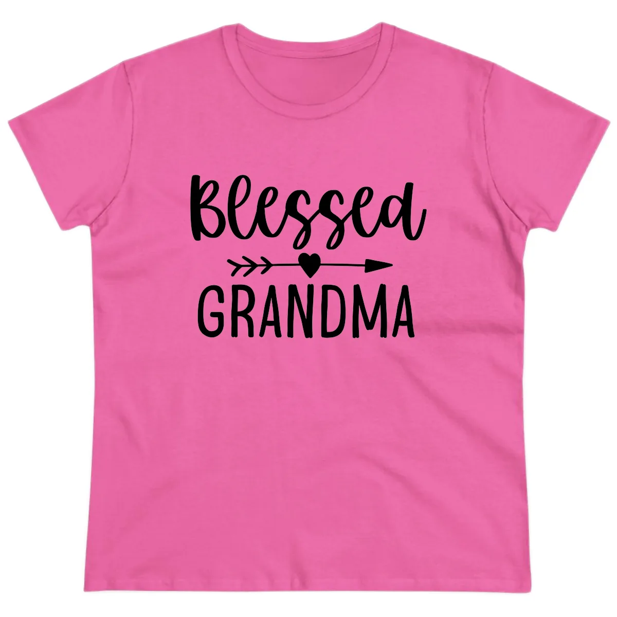 Blessed Grandma Arrow Heart Design Ladies Tee in Azalea