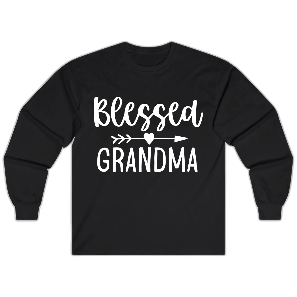 Blessed Grandma Arrow Heart Design Long Sleeve in Black