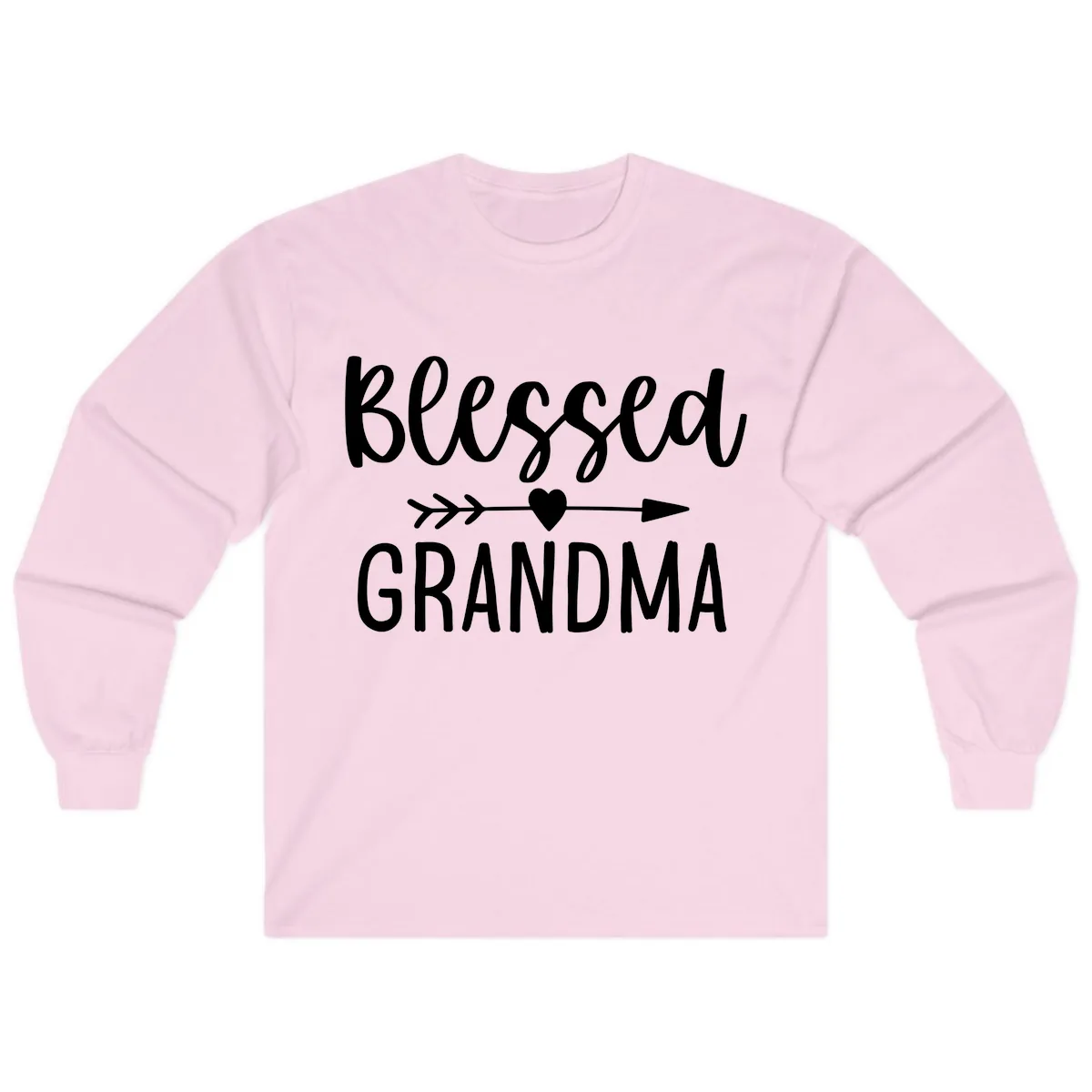 Blessed Grandma Arrow Heart Design Long Sleeve in Light Pink