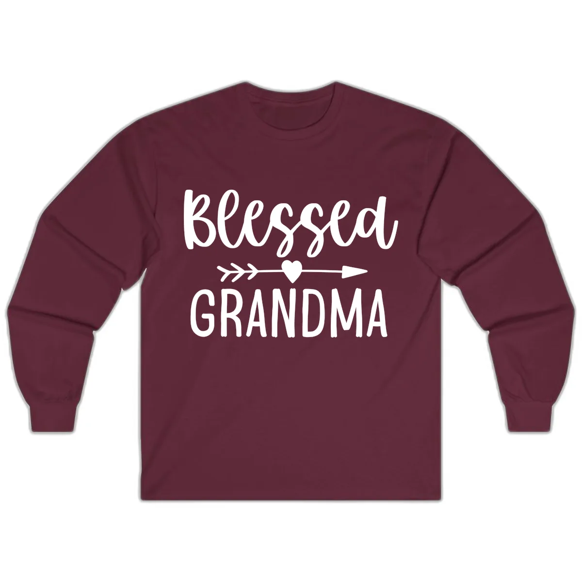 Blessed Grandma Arrow Heart Design Long Sleeve in Maroon