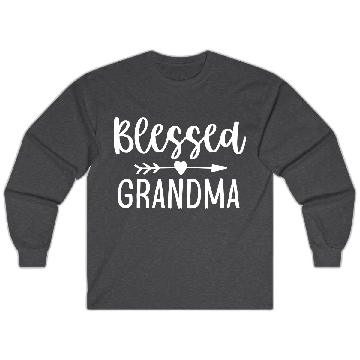 Blessed Grandma Arrow Heart Design Long Sleeve in Dark Heather