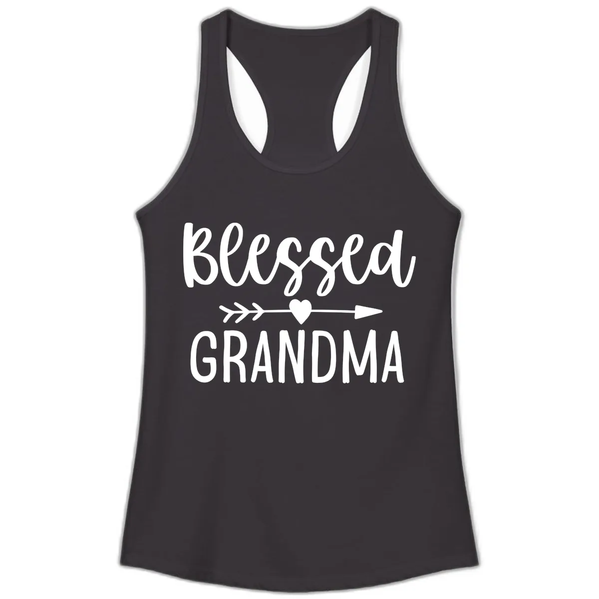 Blessed Grandma Arrow Heart Design Ladies Tank in Black