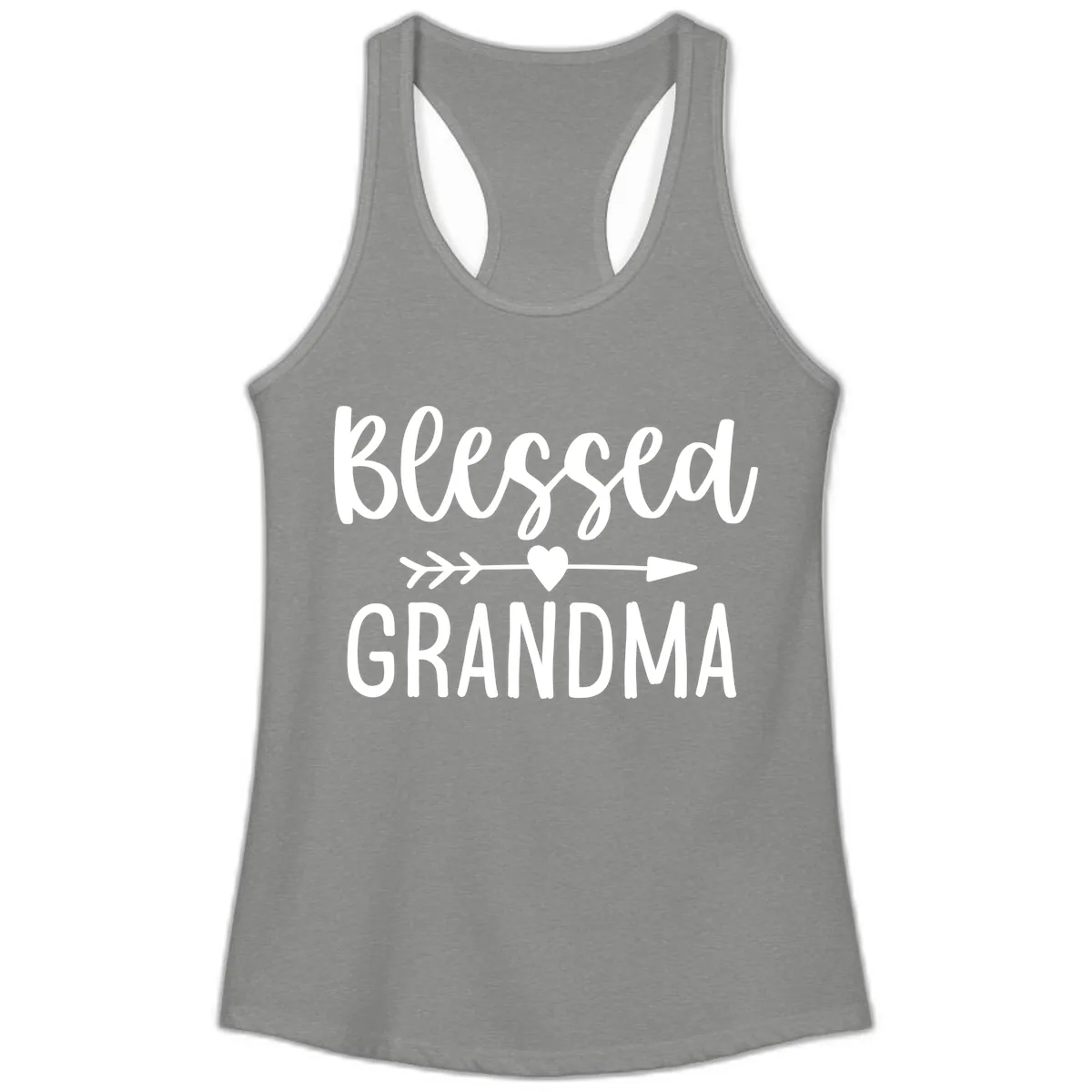Blessed Grandma Arrow Heart Design Ladies Tank in Heather Grey