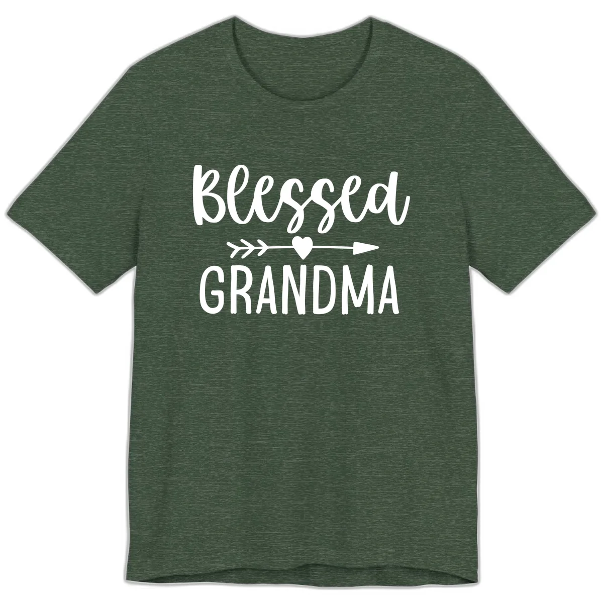Blessed Grandma Arrow Heart Design Premium T-Shirt in Heather Forest