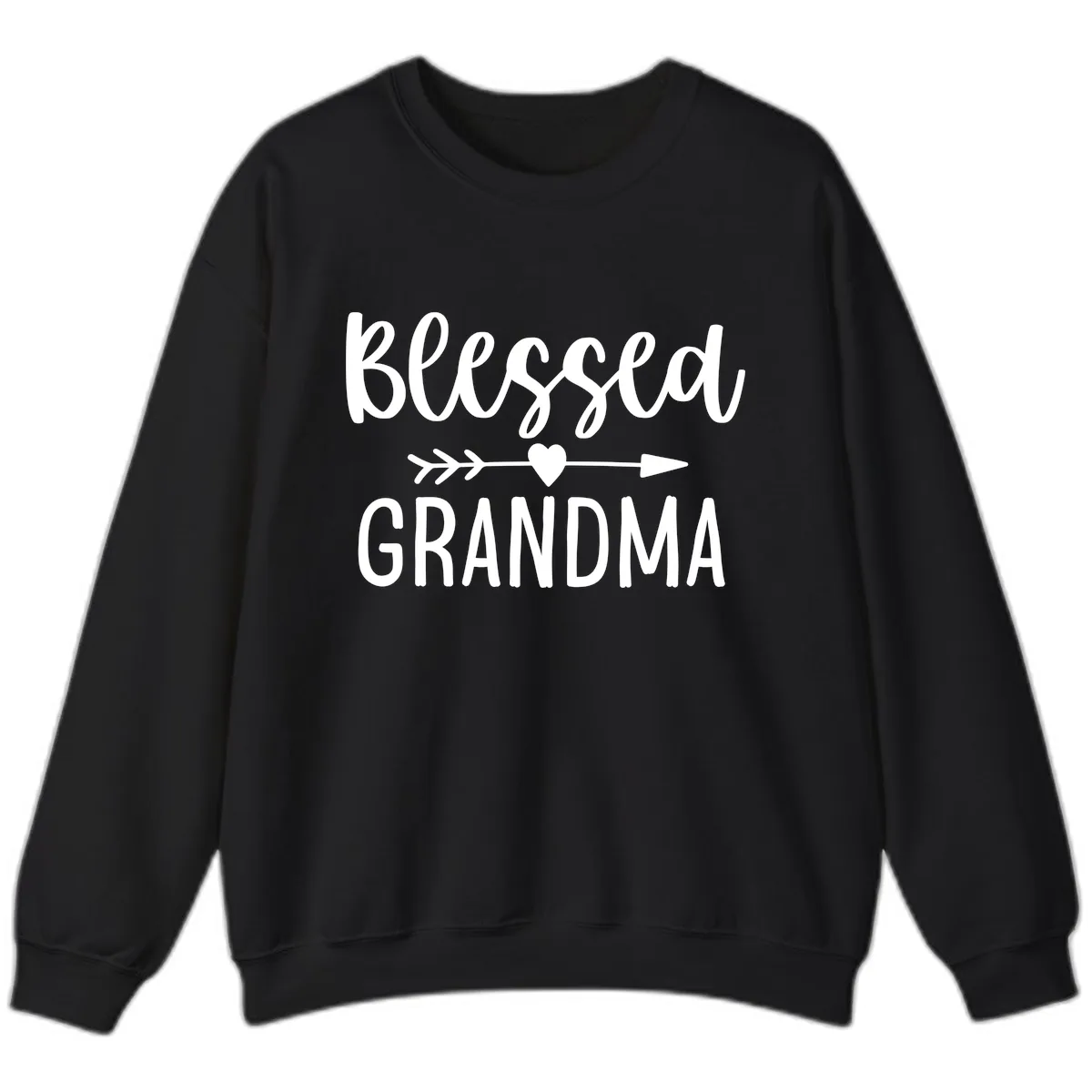 Blessed Grandma Arrow Heart Design Sweatshirt in Black