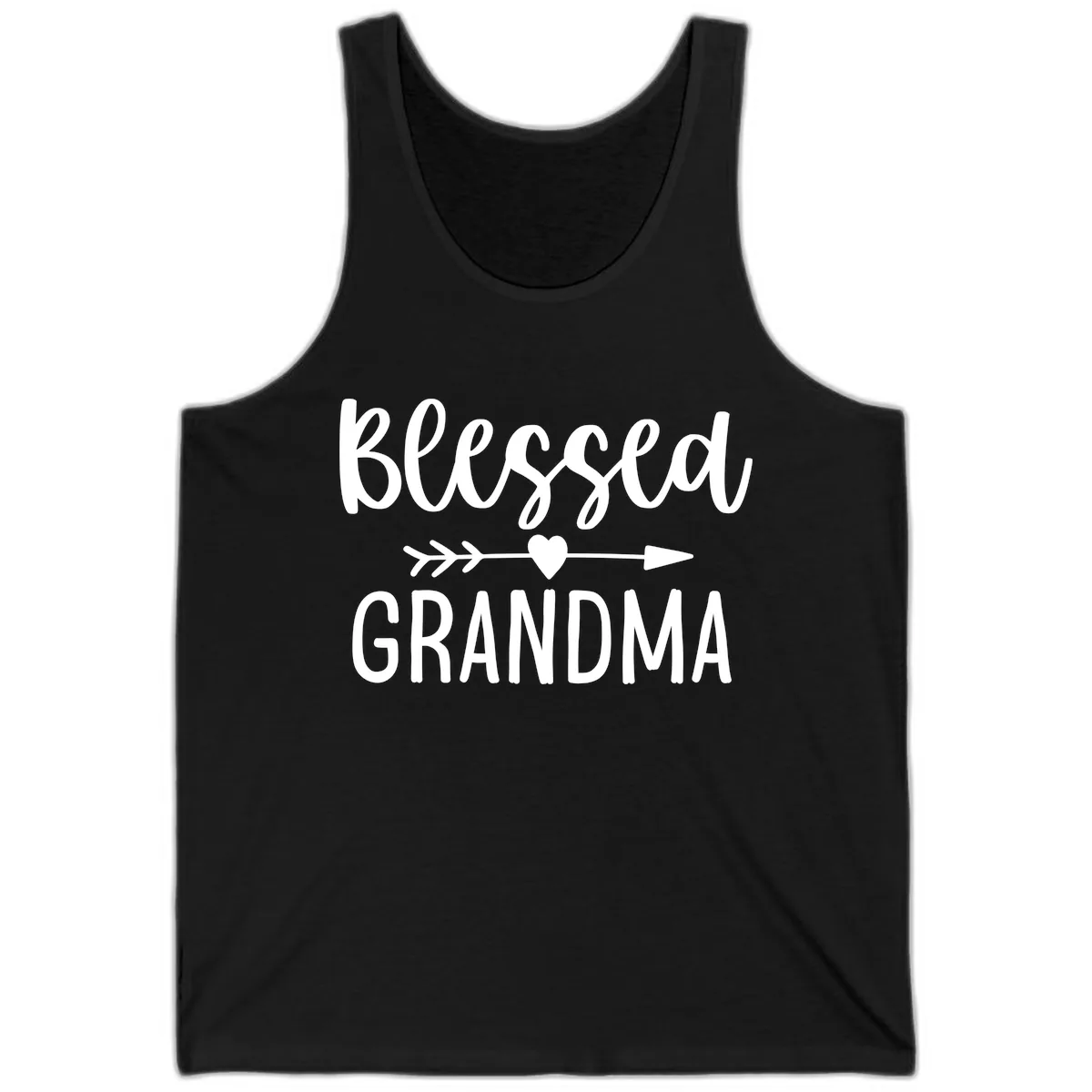 Blessed Grandma Arrow Heart Design Tank in Black