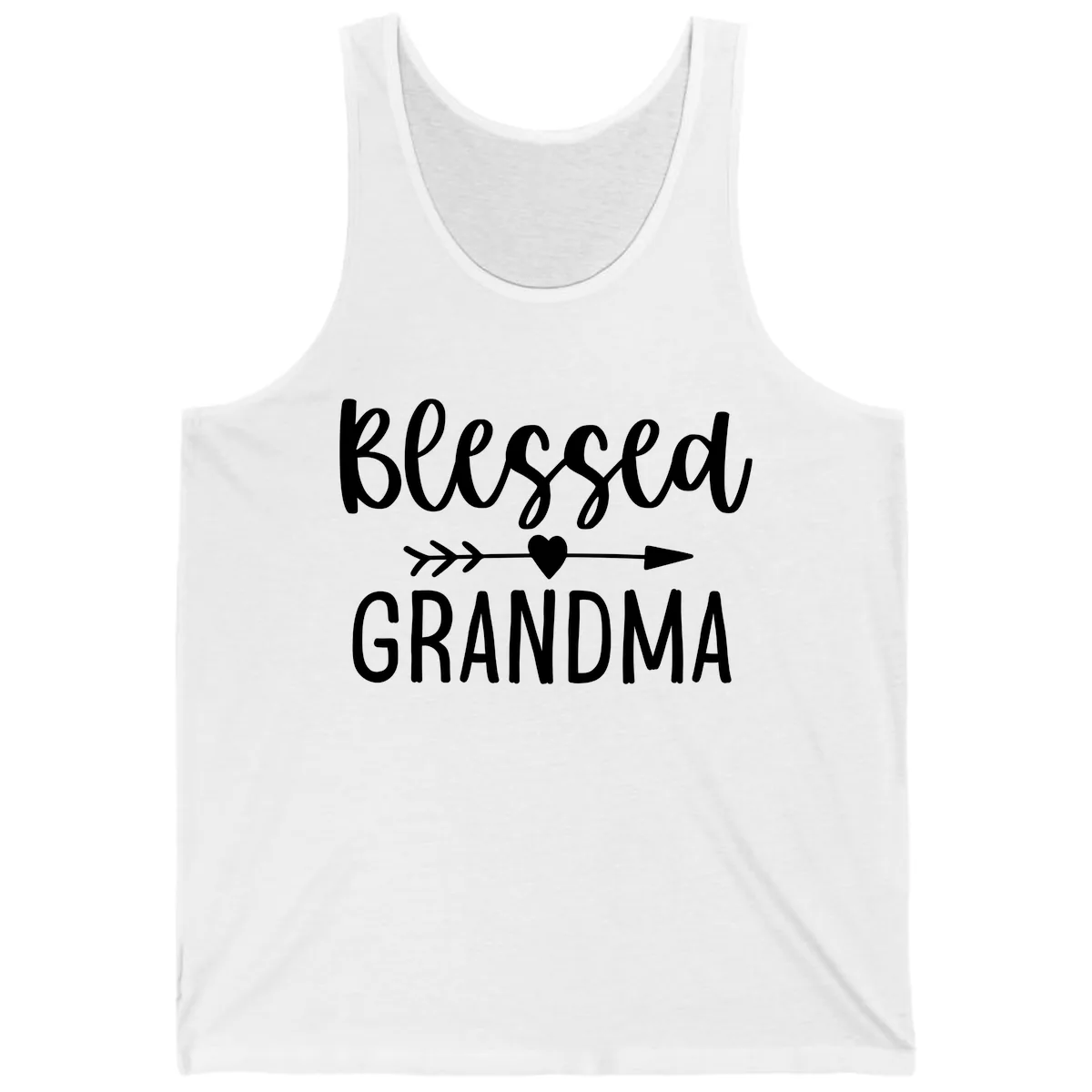 Blessed Grandma Arrow Heart Design Tank in White