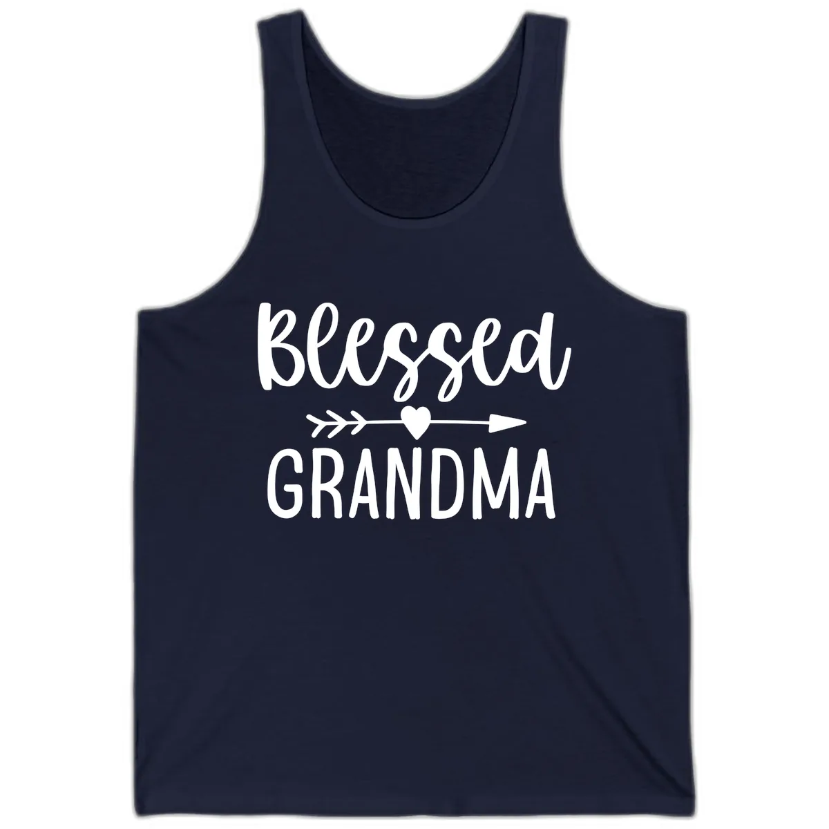 Blessed Grandma Arrow Heart Design Tank in Navy