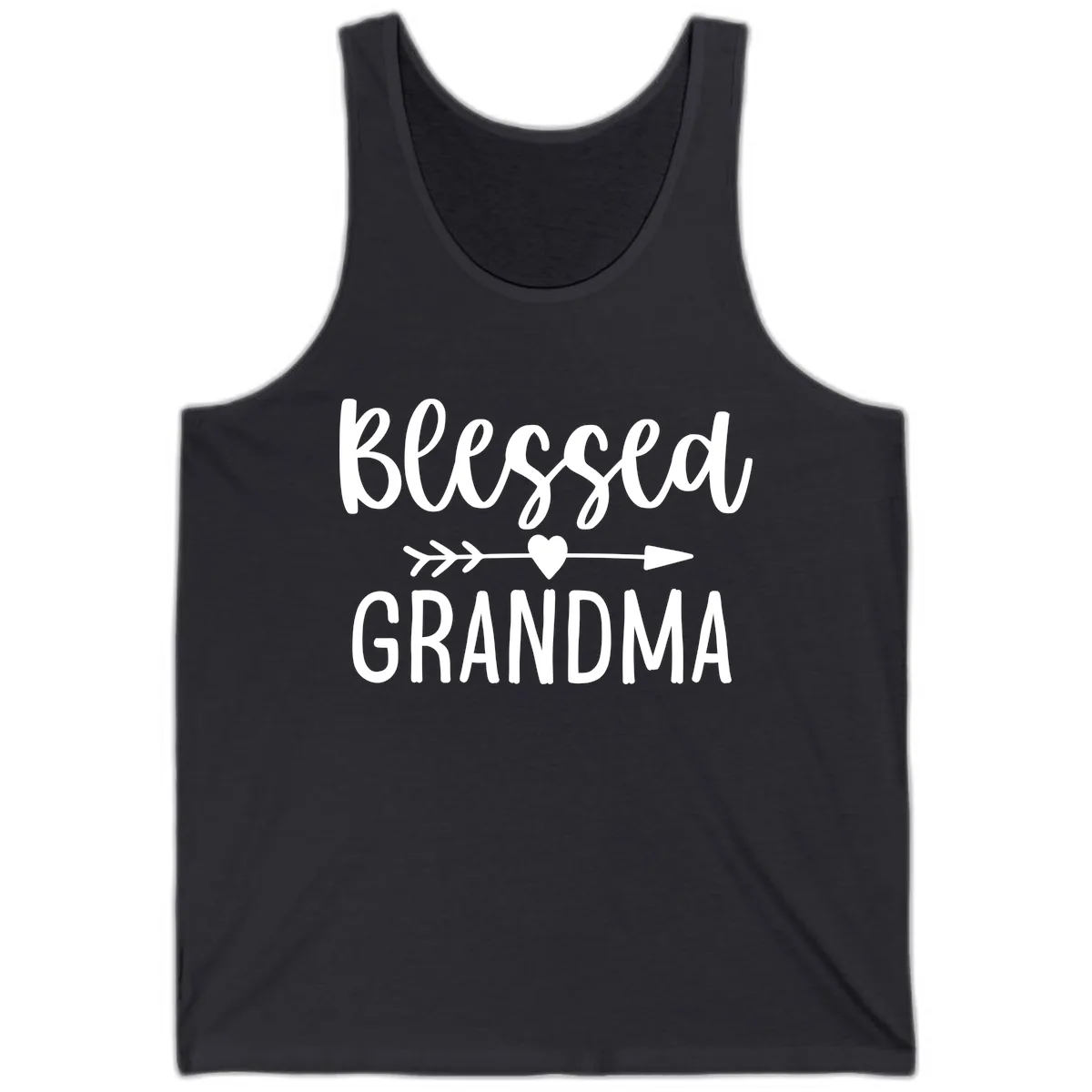 Blessed Grandma Arrow Heart Design Tank in Dark Grey