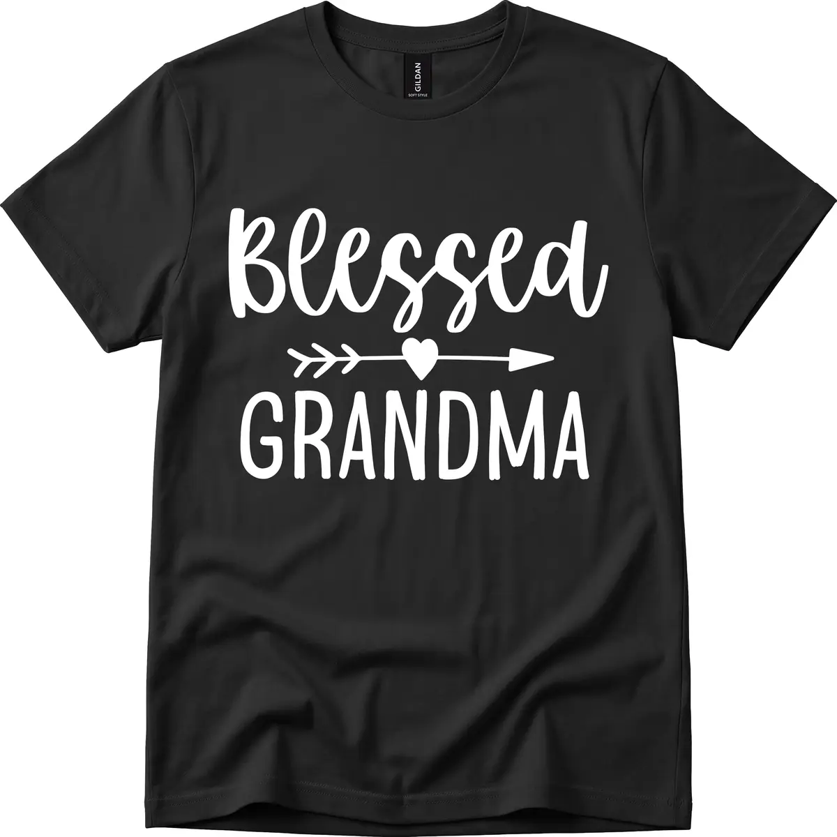 Blessed Grandma Arrow Heart Design T-Shirt in Black