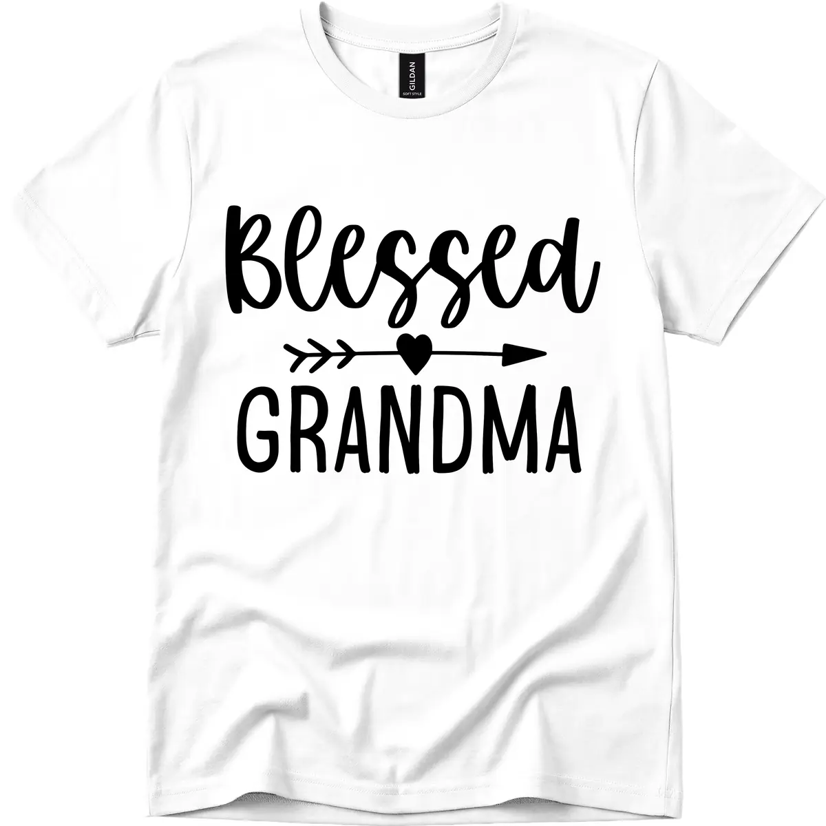 Blessed Grandma Arrow Heart Design T-Shirt in White