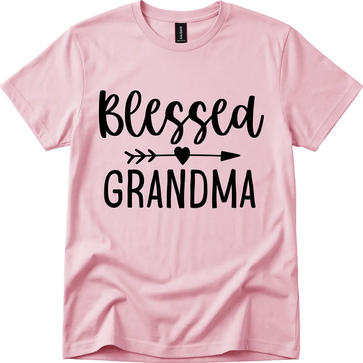 Blessed Grandma Arrow Heart Design T-Shirt in Light Pink