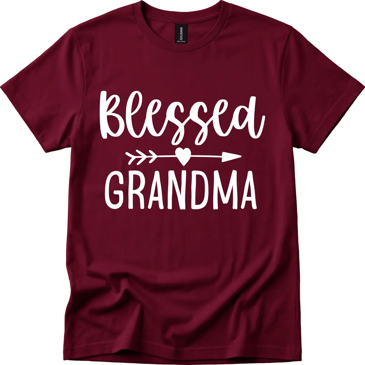 Blessed Grandma Arrow Heart Design T-Shirt in Maroon