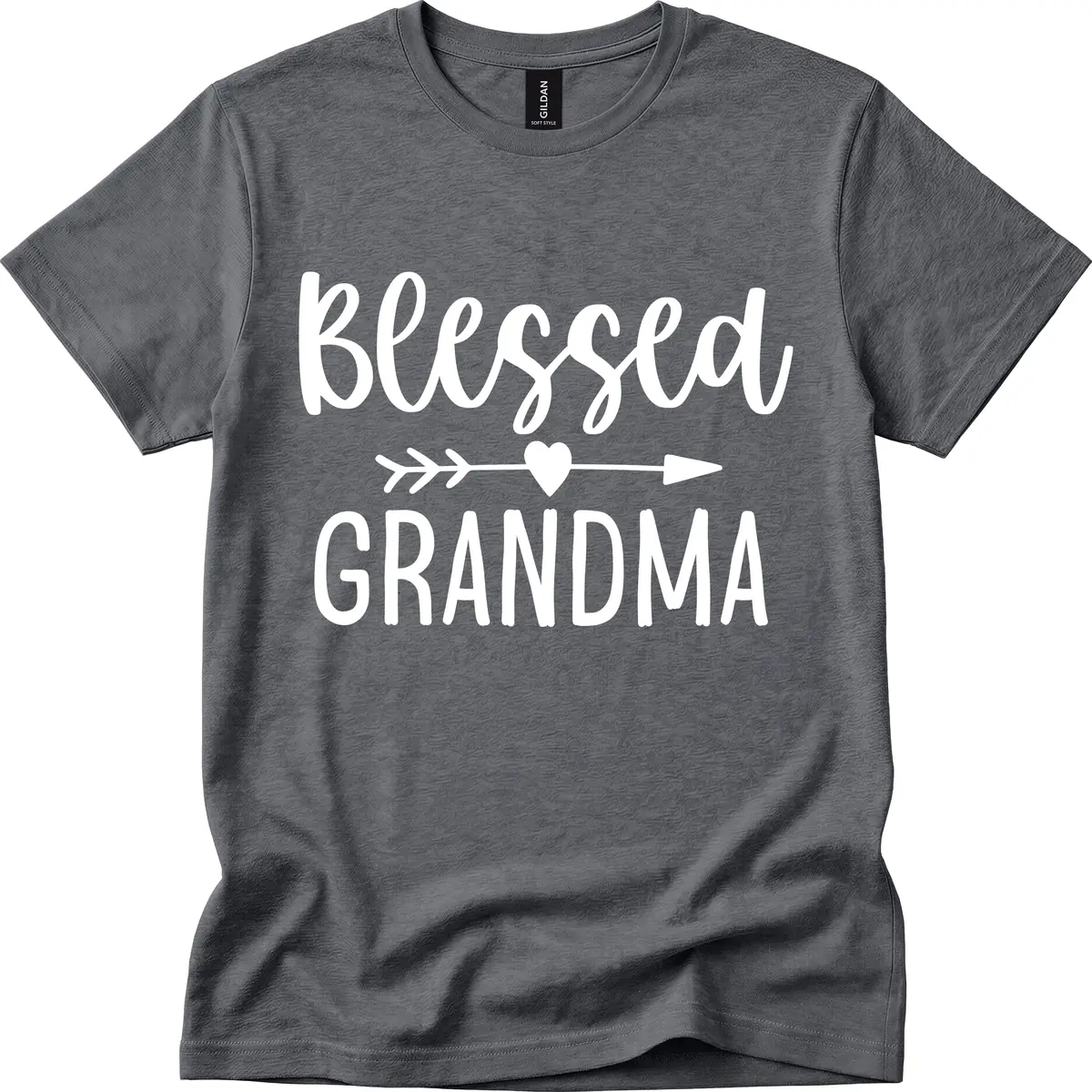 Blessed Grandma Arrow Heart Design T-Shirt in Dark Heather