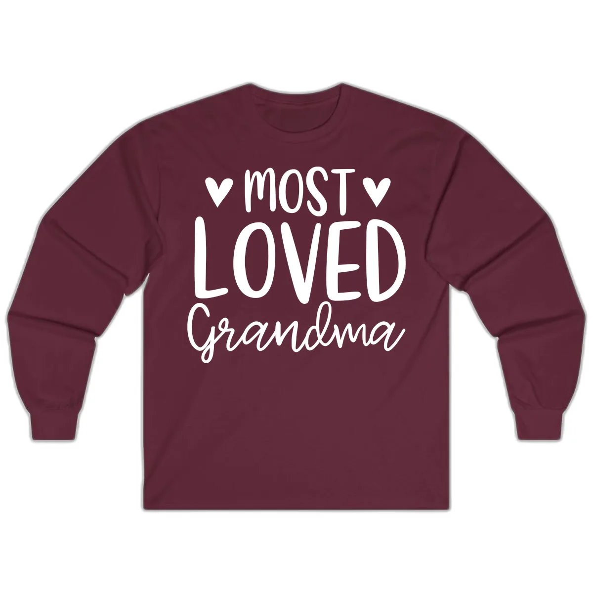 Most Loved Grandma Long Sleeve in Maroon