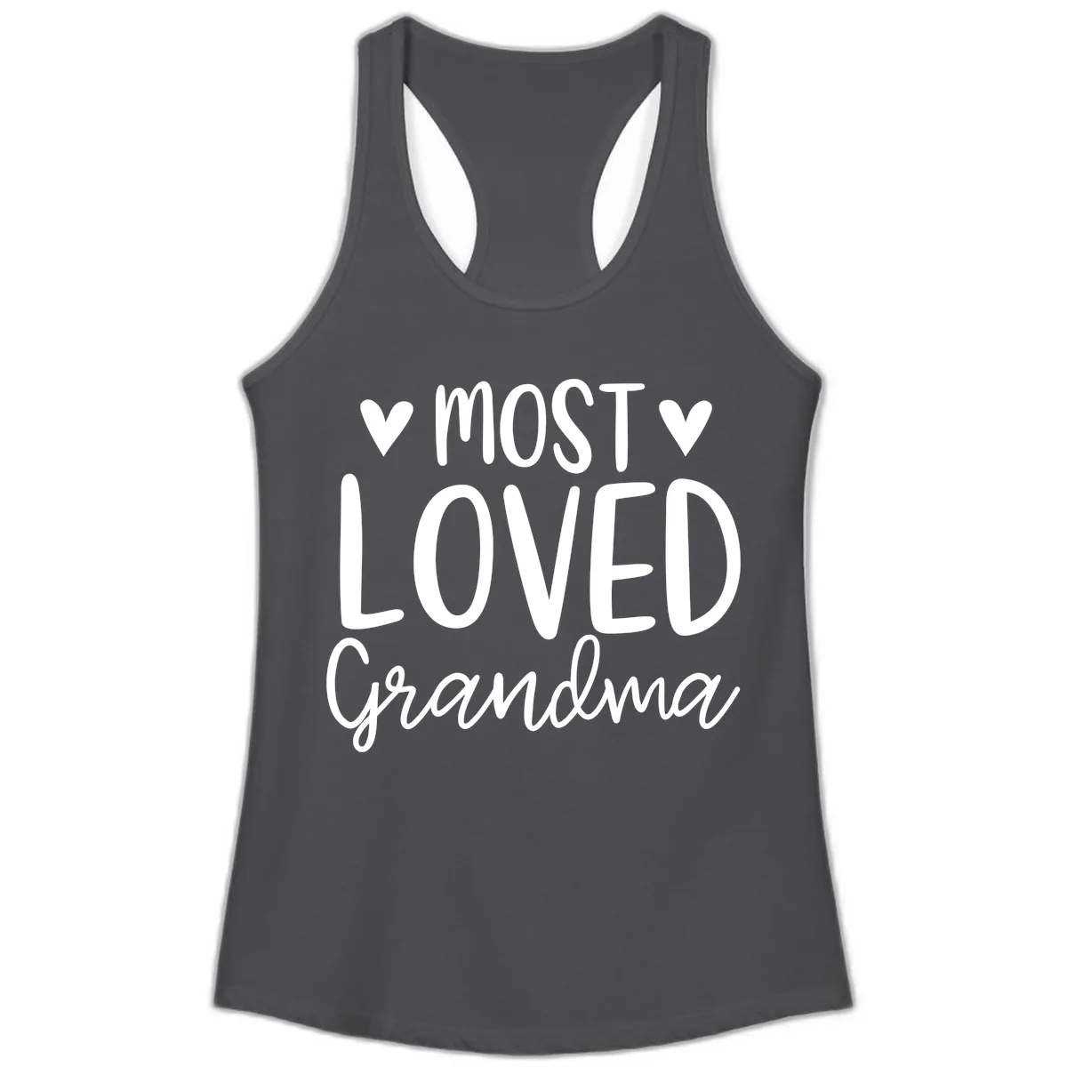 Most Loved Grandma Ladies Tank in Solid Dark Gray
