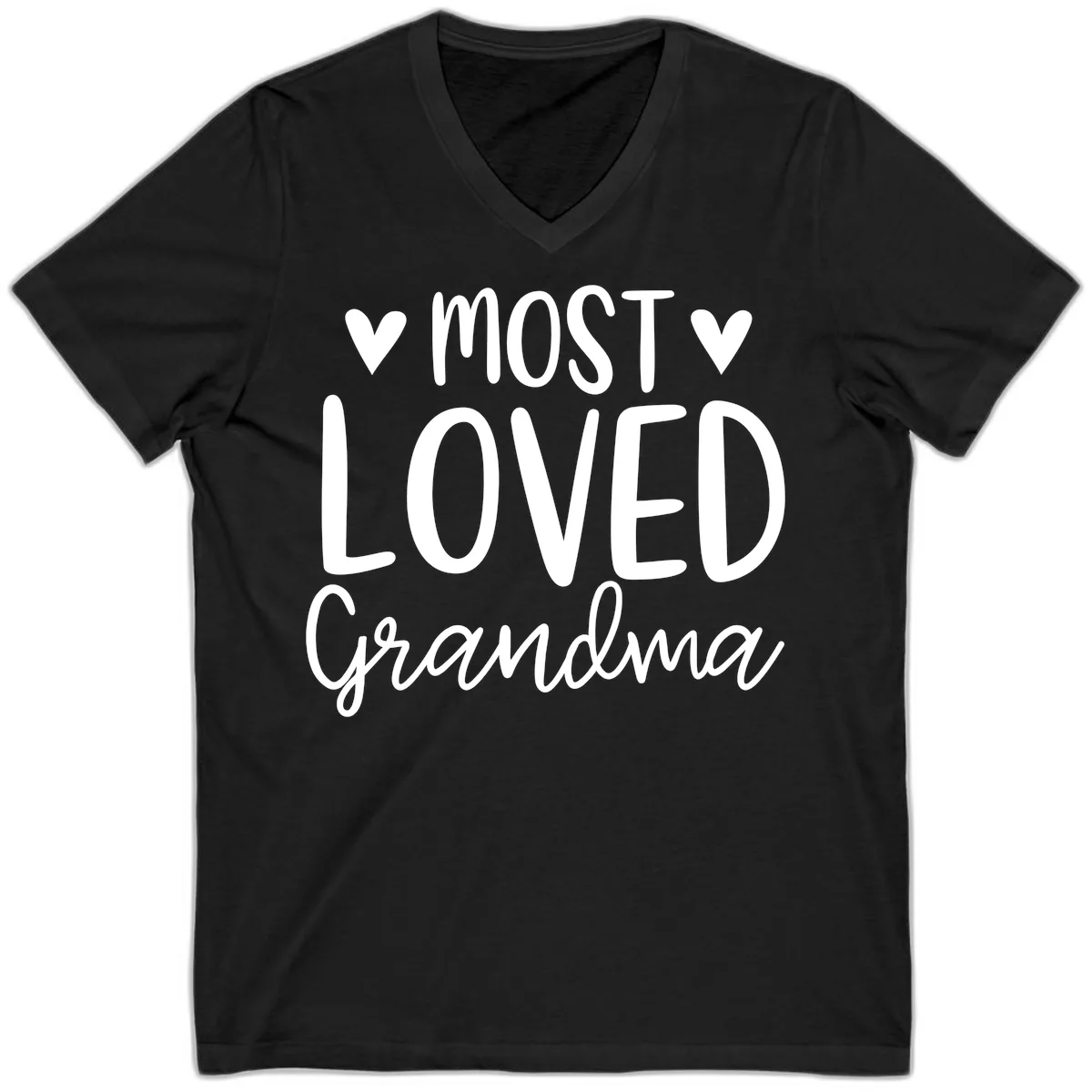 Most Loved Grandma V-Neck in Black