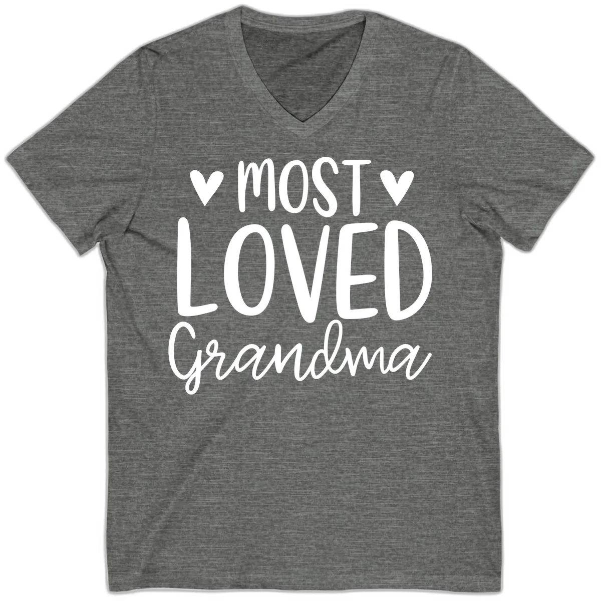 Most Loved Grandma V-Neck in Deep Heather