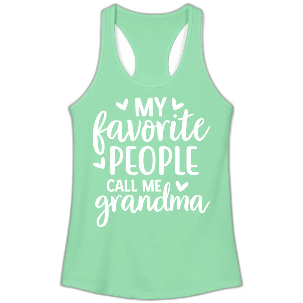 My Favorite People Call Me Grandma Ladies Tank in Solid Mint
