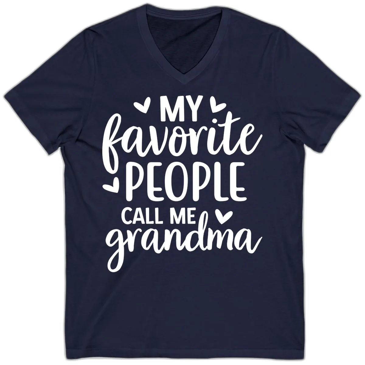 My Favorite People Call Me Grandma V-Neck in Navy